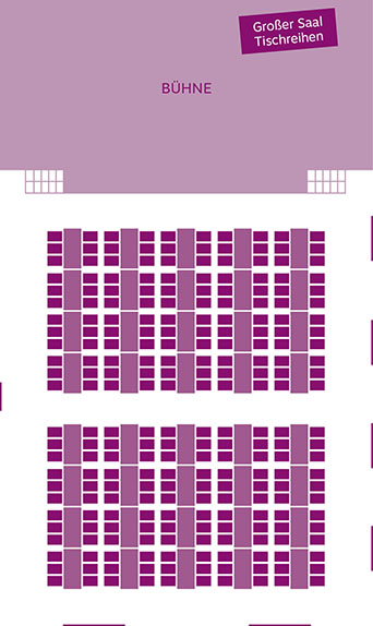 Großer Saal Tischreihen