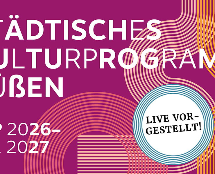 Grafisches Headerbild zum Städtischen Kulturprogramm Süßen von September 2026 bis Juli 2027 mit dem Hinweis „Live vorgestellt!“.